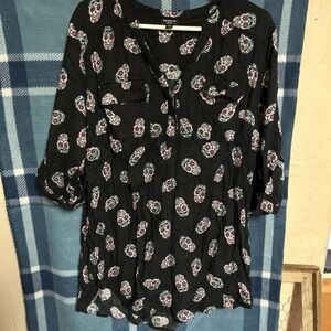 Torrid Black Skull Pattern Blouse